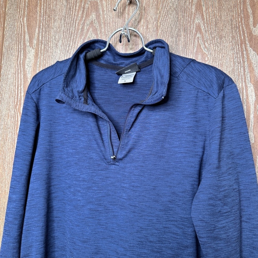 Jockey Sporty Men's Blue Heathered Quarter Zip Pullover Long Sleeve Shirt Small - Picture 3 of 7